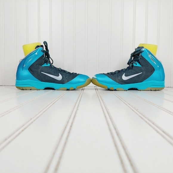 Nike Zoom Hyperquickness Blue Athleisure Running Lace Up High Top Sneakers D801 - Picture 7 of 11